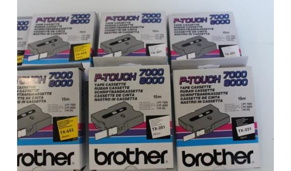 10 diverse  tapecassettes BROTHER, P-TOUCH 7000/8000, 15m